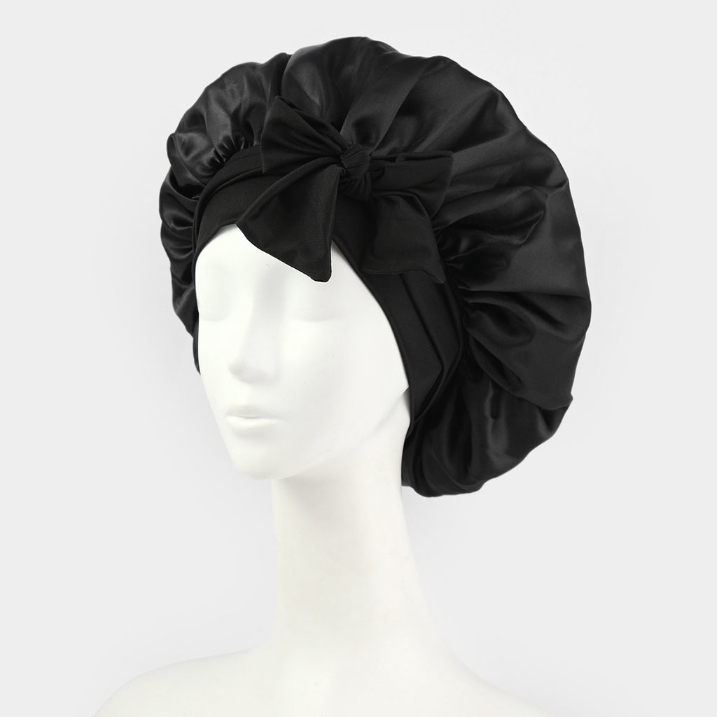 Wide-edge elastic band sleep cap