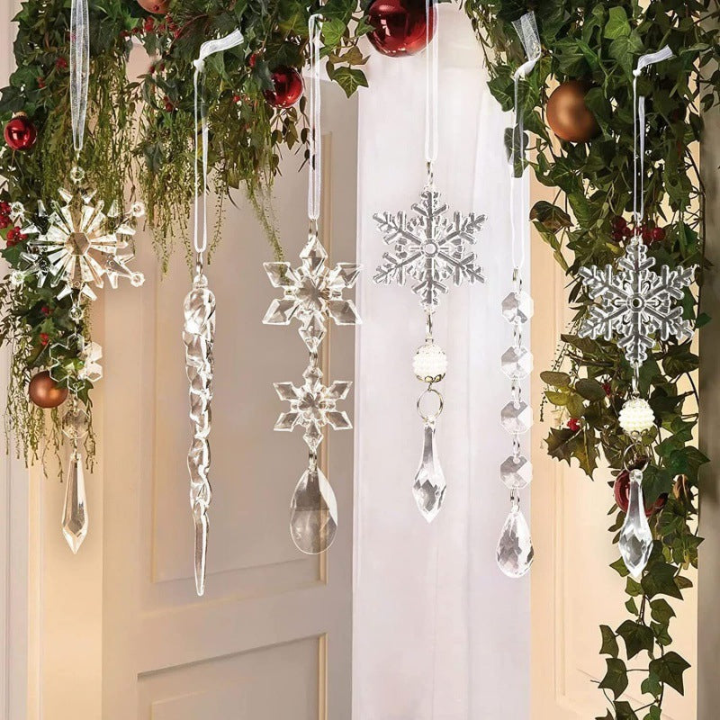 Ice Transparent Snowflake Icicle Set