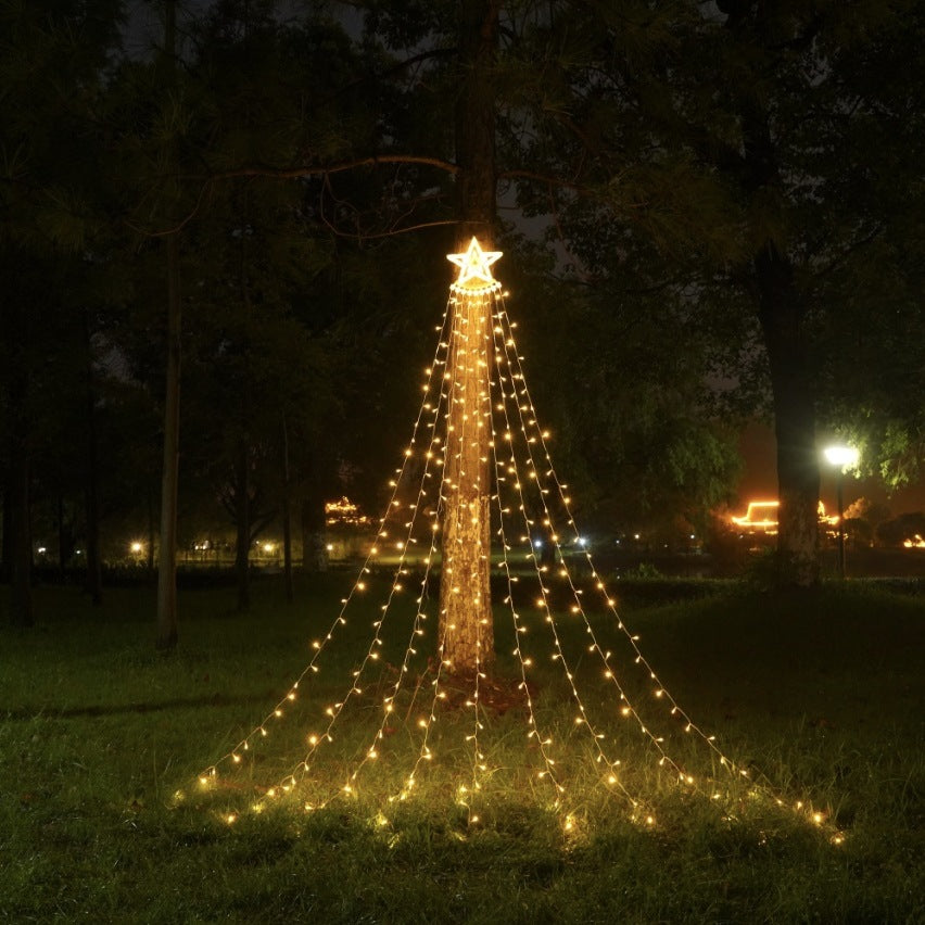 Led Five-Pointed Star Flowing Water Waterfall Light