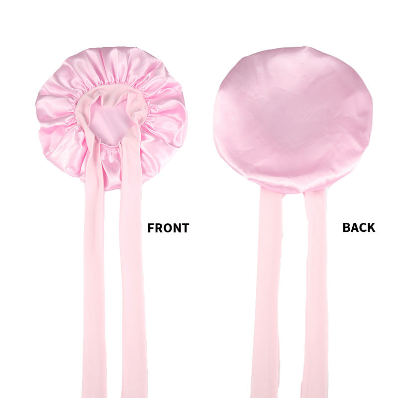 Wide-edge elastic band sleep cap