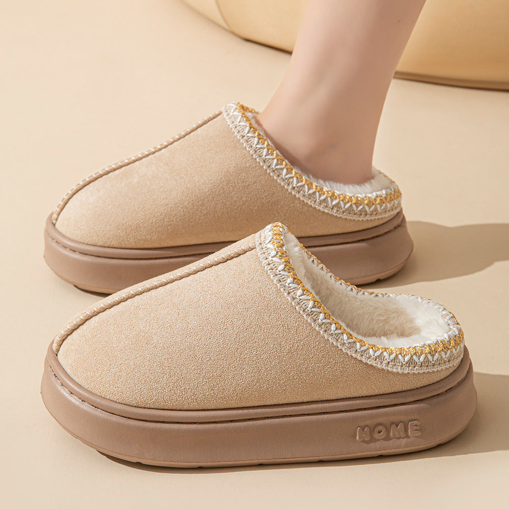 Imitation Deerskin Home Slippers with Thick Sole