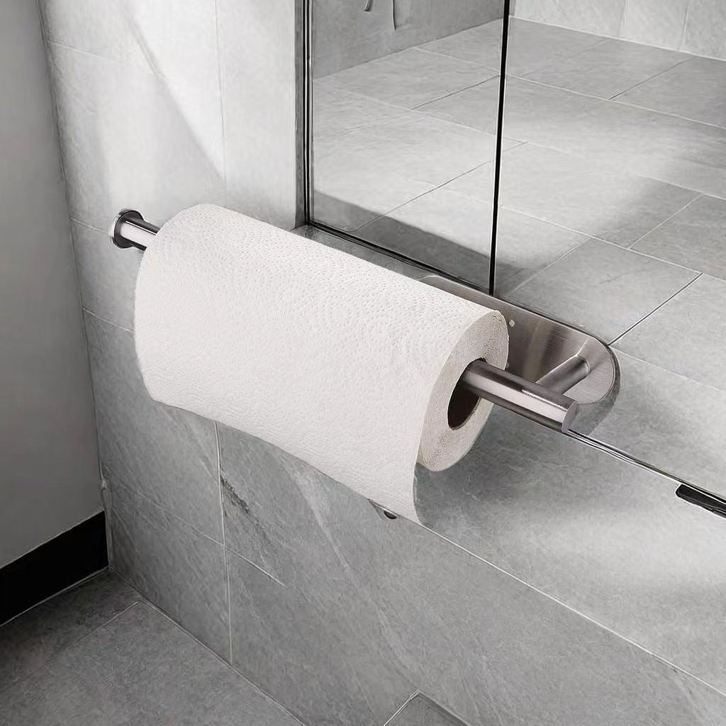 Stainless Steel Kitchen Punch-free Napkin Rack Wall Hanging Plastic Wrap Rack Storage Rag Roll Paper Rack Bathroom Towel Rack